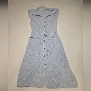 Monteau Light Blue Floral Midi Dress Medium